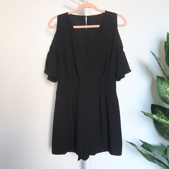Zara Black Cold Shoulder Romper - Picture 6 of 13